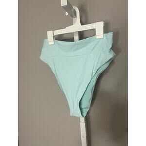 Aerie High Waisted Cheeky Bikini Bottom Size Large Light Blue